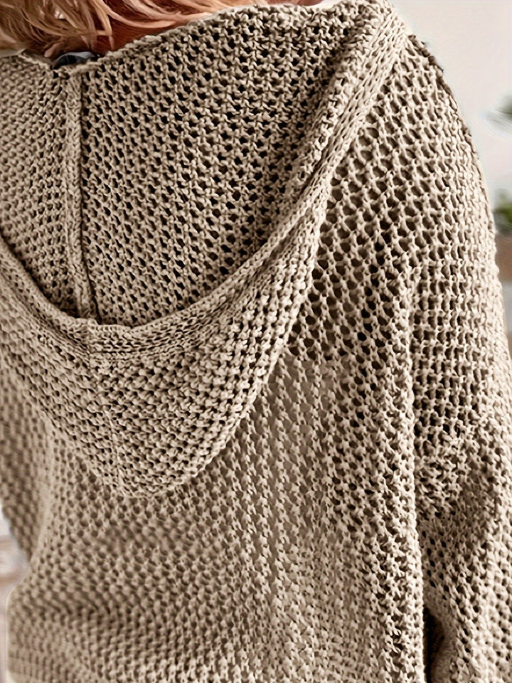 Mallory lightweight open knit hooded sweater – image 10
