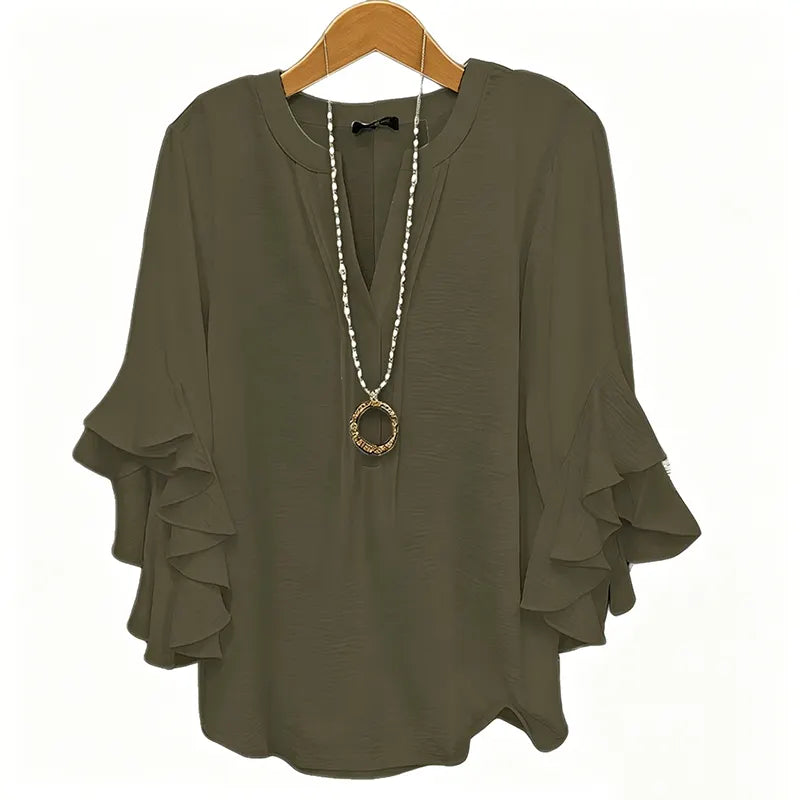 Lola v neck ruffle sleeve top – image 5