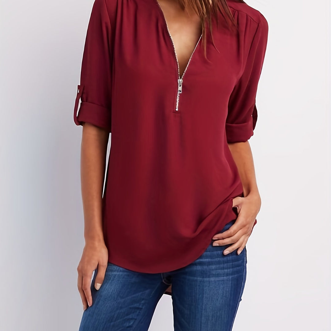 Adele V neck zip blouse – image 2