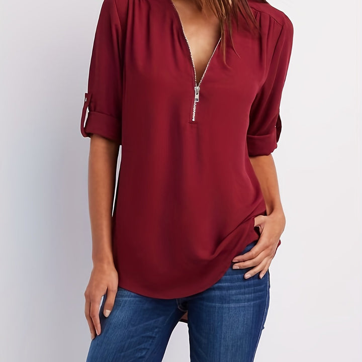 Adele V neck zip blouse – image 2