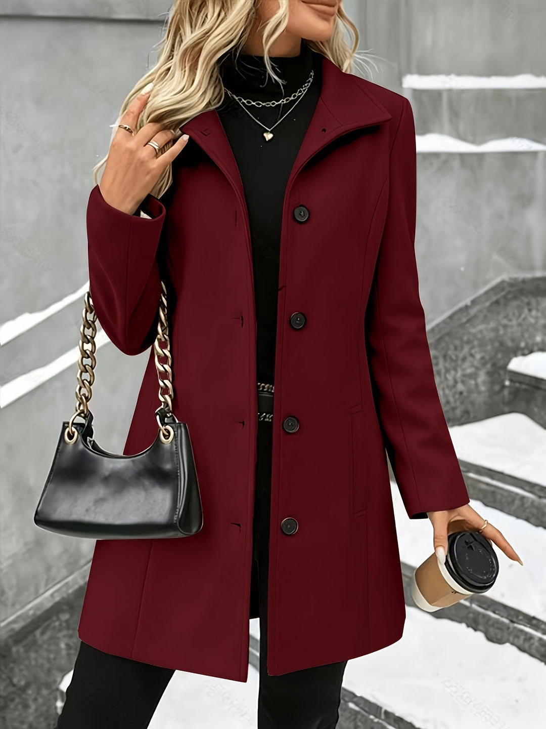 Juliet single breasted long wool coat – image 4