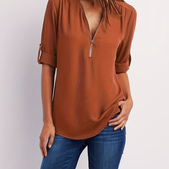 Adele V neck zip blouse – image 10