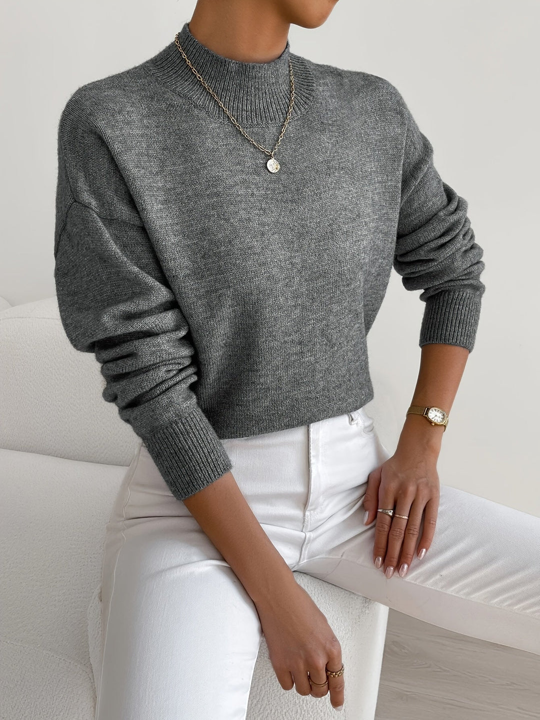 Addison oversized mock neck sweater – image 7