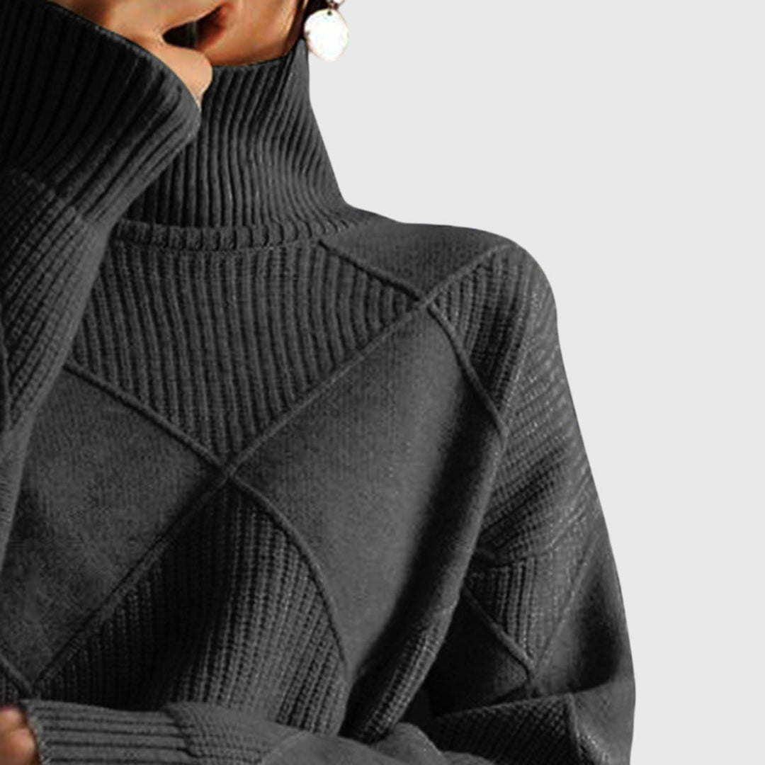 Pauline oversized diamond knit turtleneck sweater – image 10
