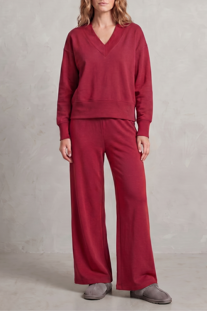Haven relaxed v neck top and wide leg pants set – image 9