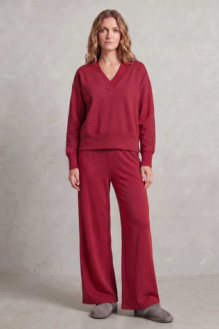 Haven relaxed v neck top and wide leg pants set – image 10