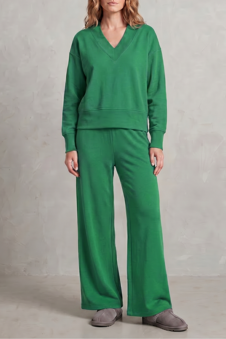 Haven relaxed v neck top and wide leg pants set – image 11
