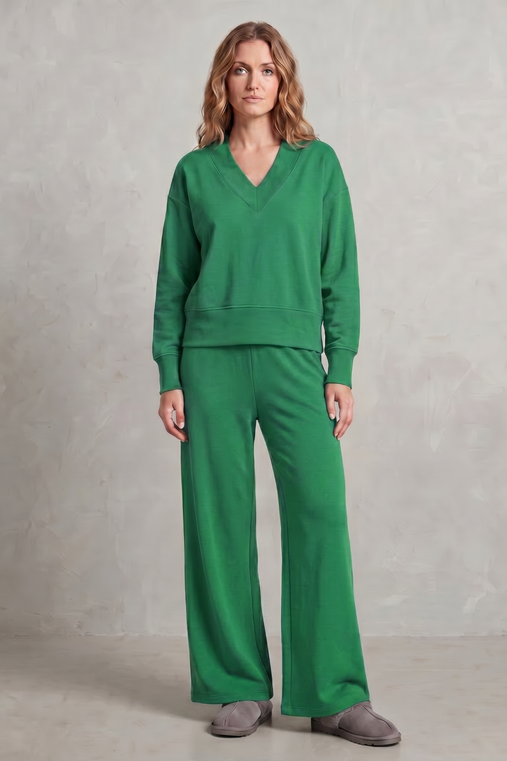 Haven relaxed v neck top and wide leg pants set – image 12
