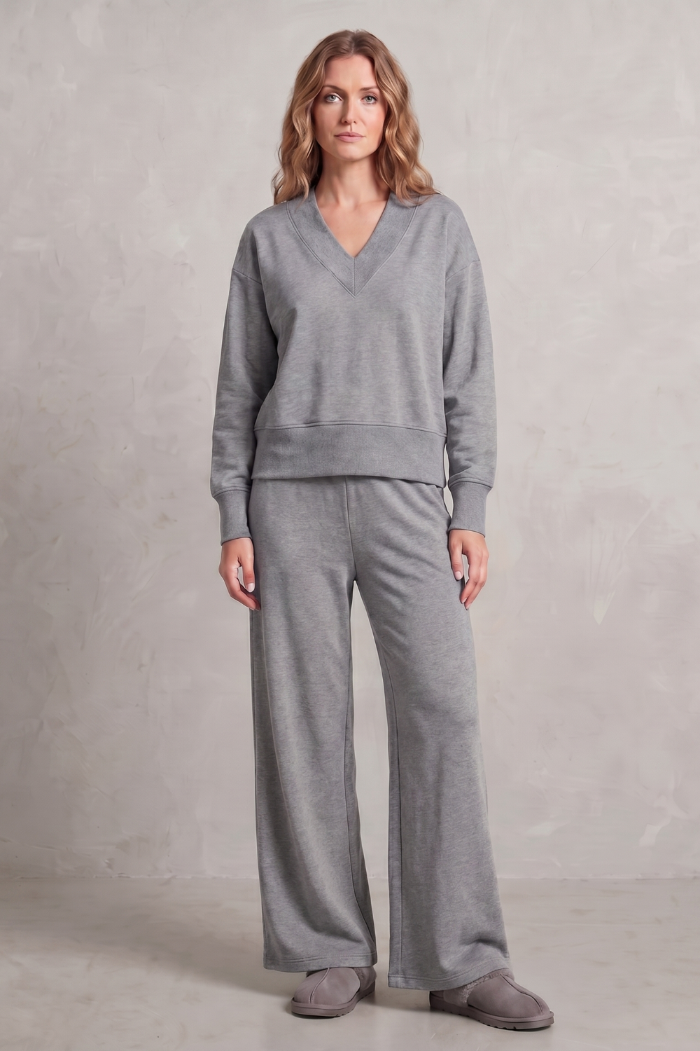 Haven relaxed v neck top and wide leg pants set – image 2