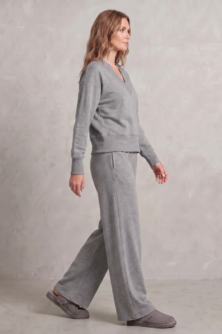 Haven relaxed v neck top and wide leg pants set – image 3