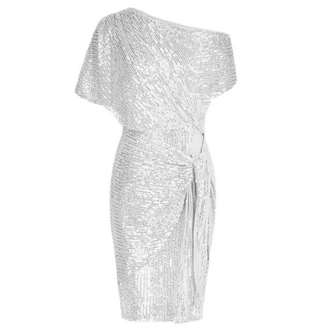 Cassandra asymmetric wrap sequin dress – image 8