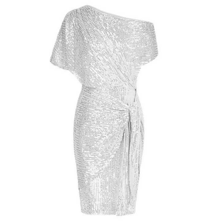 Cassandra asymmetric wrap sequin dress – image 8