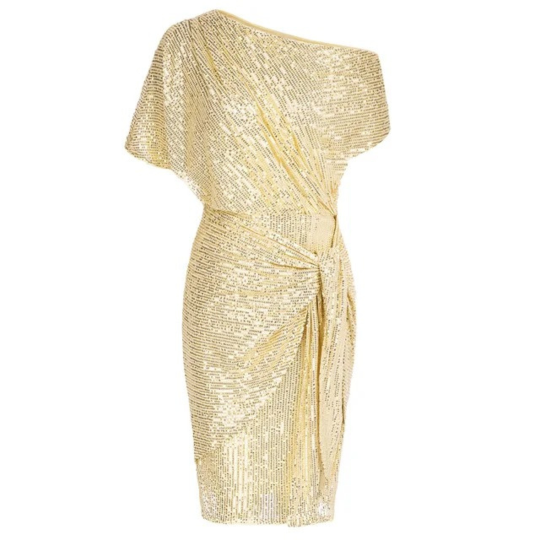 Cassandra asymmetric wrap sequin dress – image 4