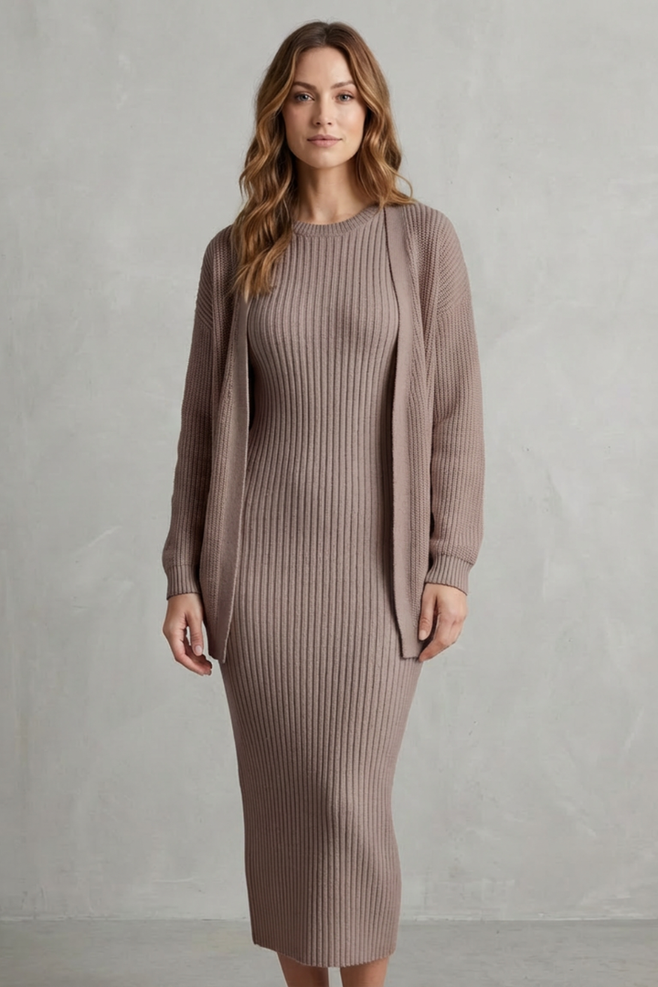 Annika ribbed knit midi dress and cardigan set – image 10