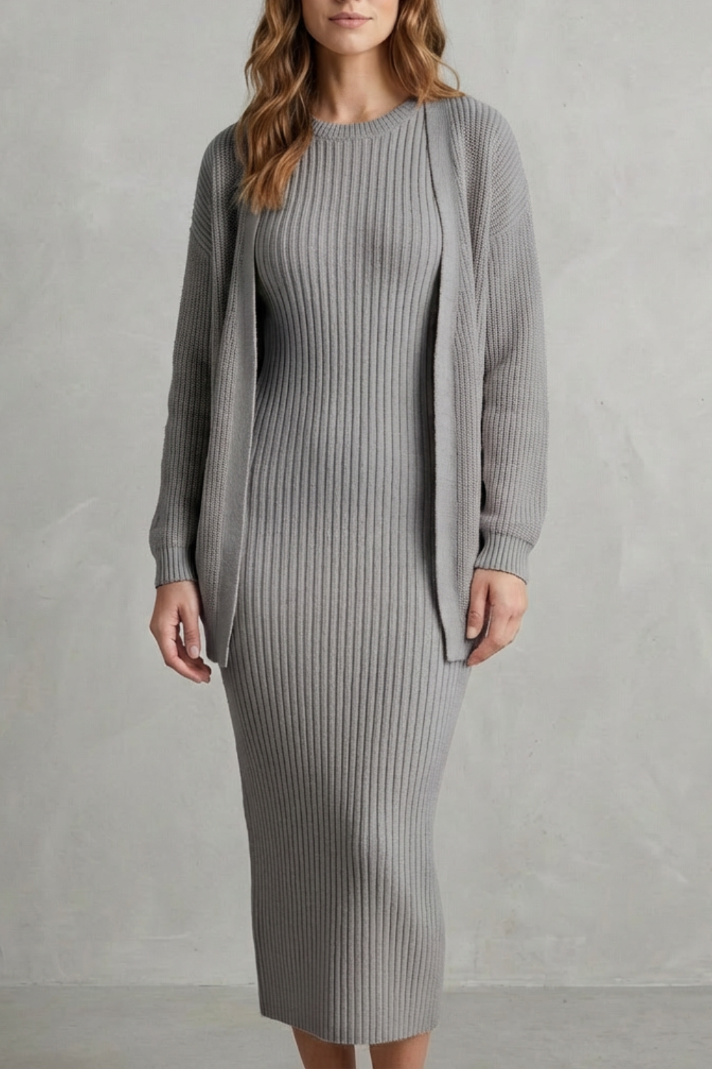 Annika ribbed knit midi dress and cardigan set – image 11