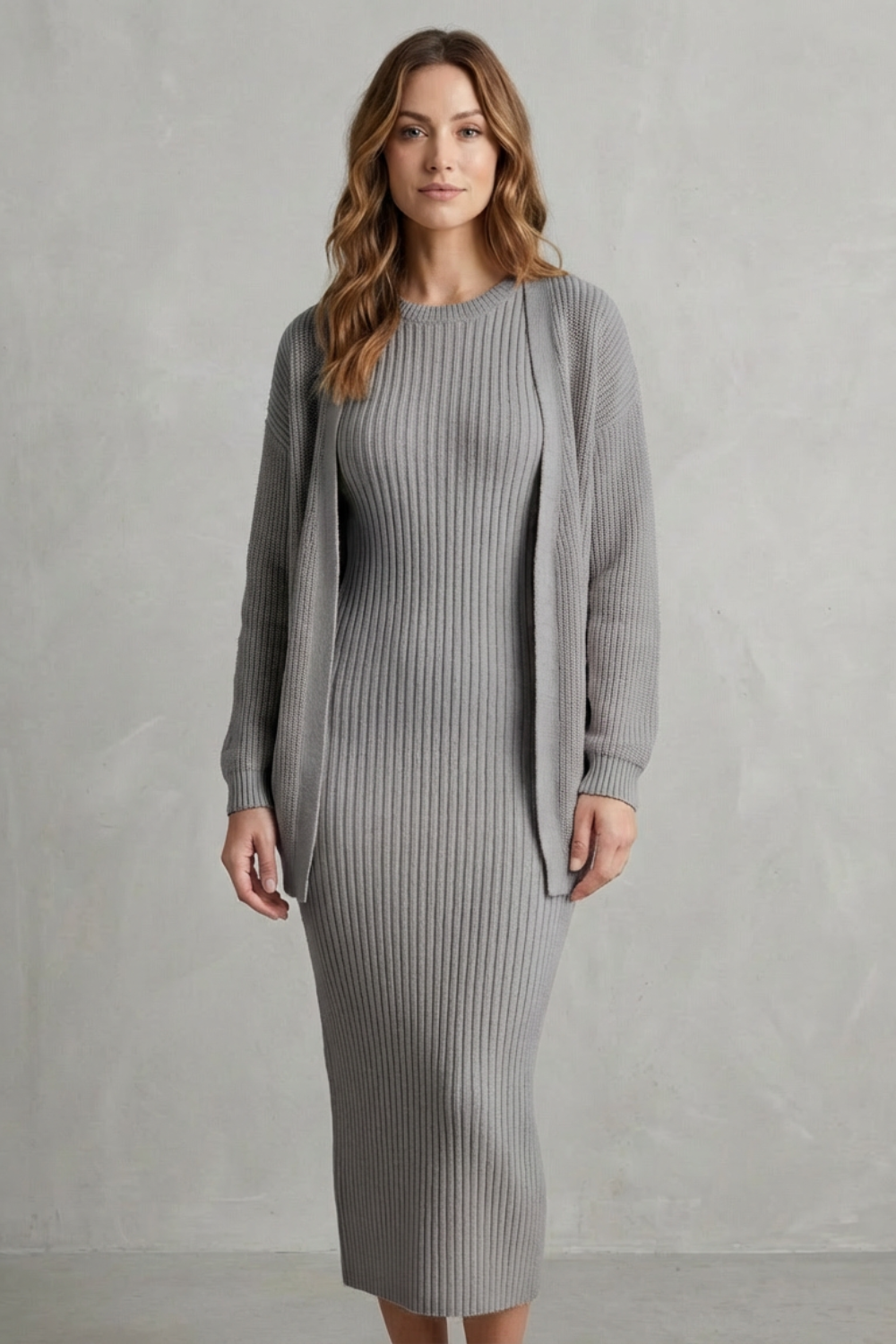 Annika ribbed knit midi dress and cardigan set – image 12