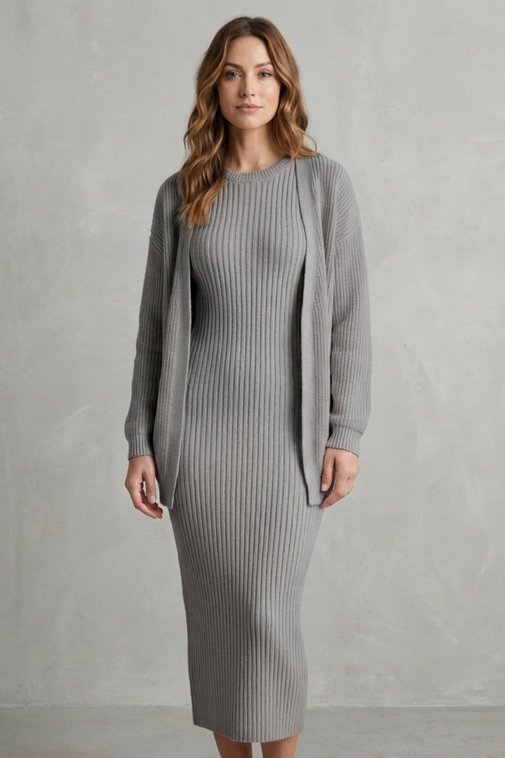 Annika ribbed knit midi dress and cardigan set – image 12