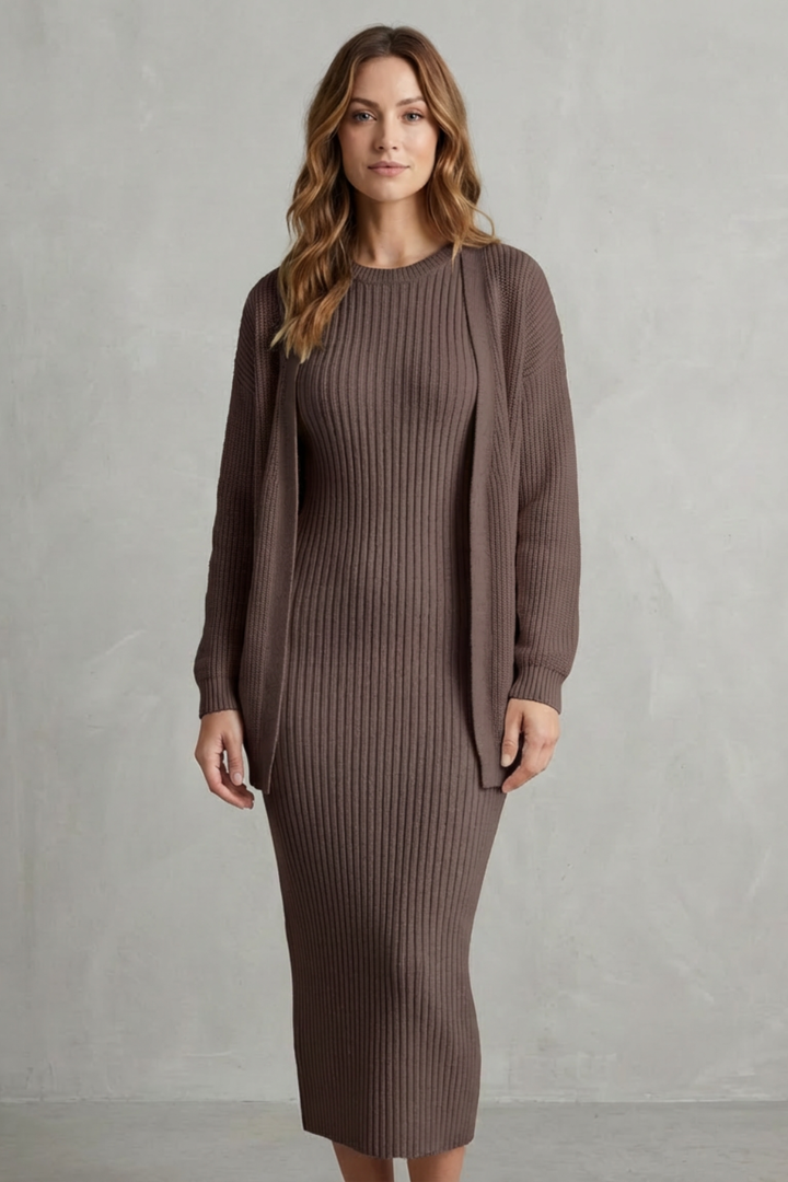 Annika ribbed knit midi dress and cardigan set – image 14