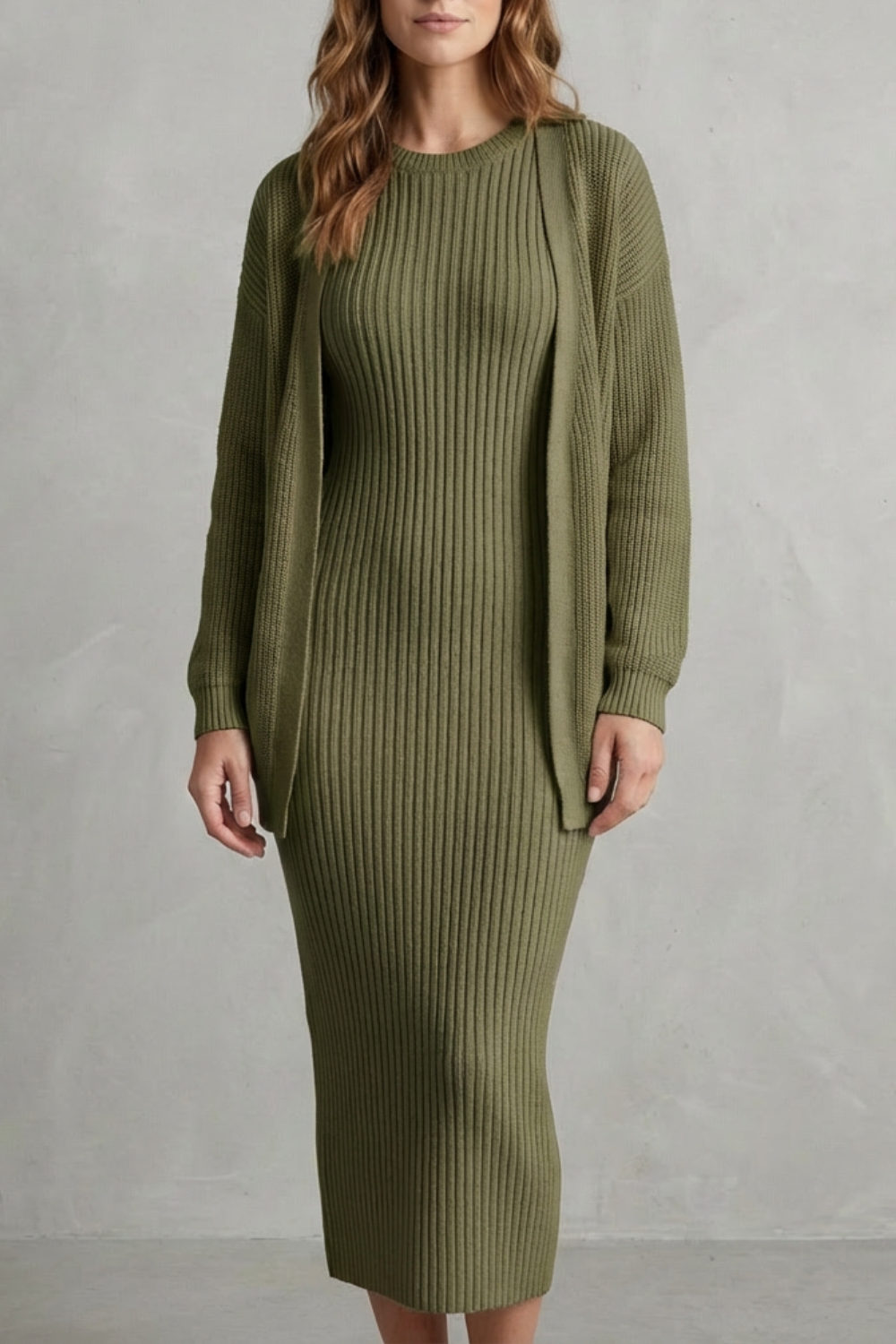 Annika ribbed knit midi dress and cardigan set – image 15