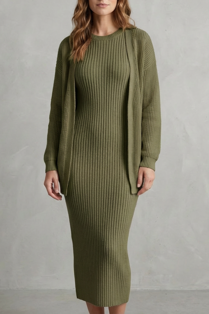 Annika ribbed knit midi dress and cardigan set – image 15