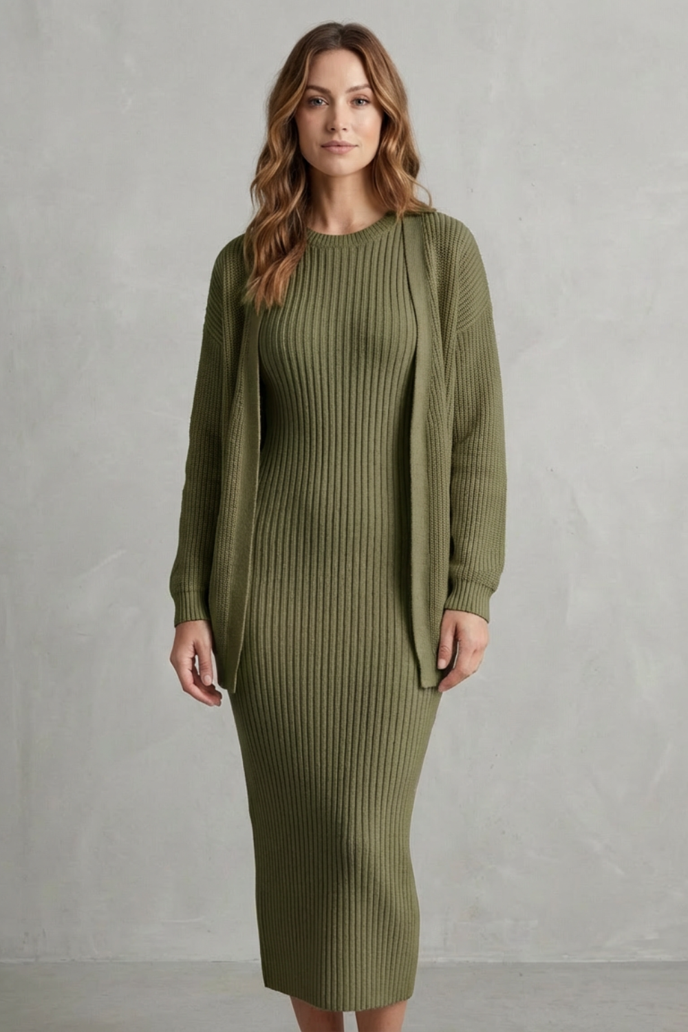 Annika ribbed knit midi dress and cardigan set – image 16