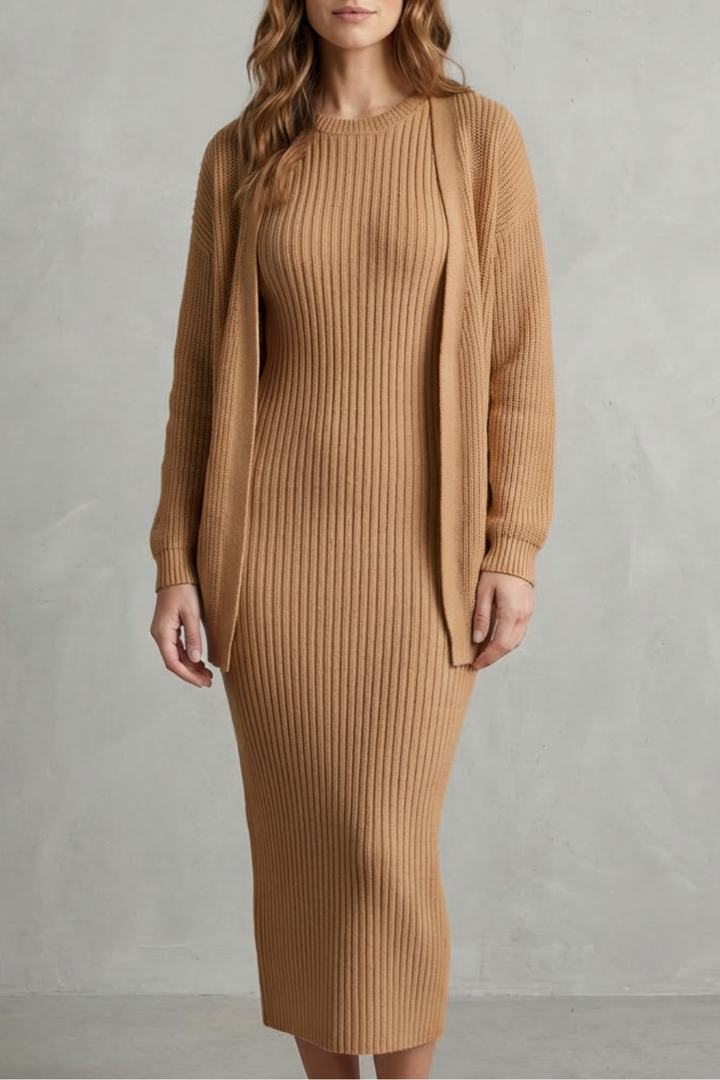Annika ribbed knit midi dress and cardigan set – image 17