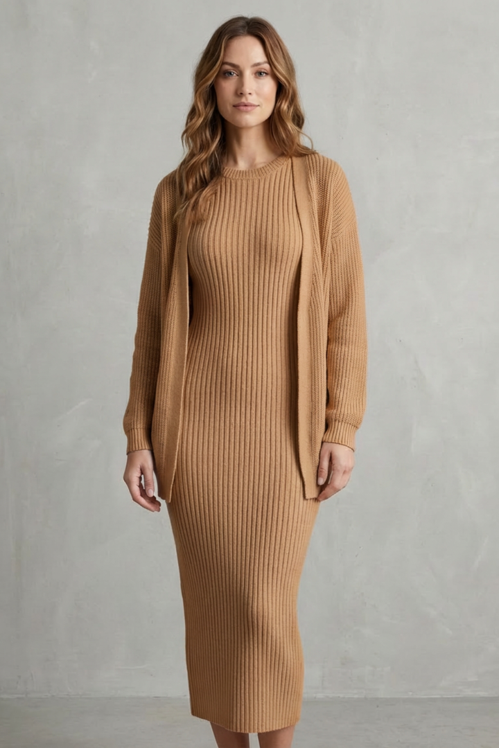 Annika ribbed knit midi dress and cardigan set – image 18