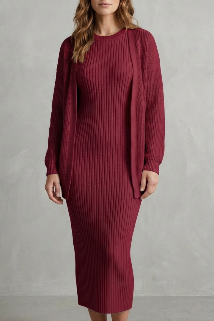 Annika ribbed knit midi dress and cardigan set – image 21