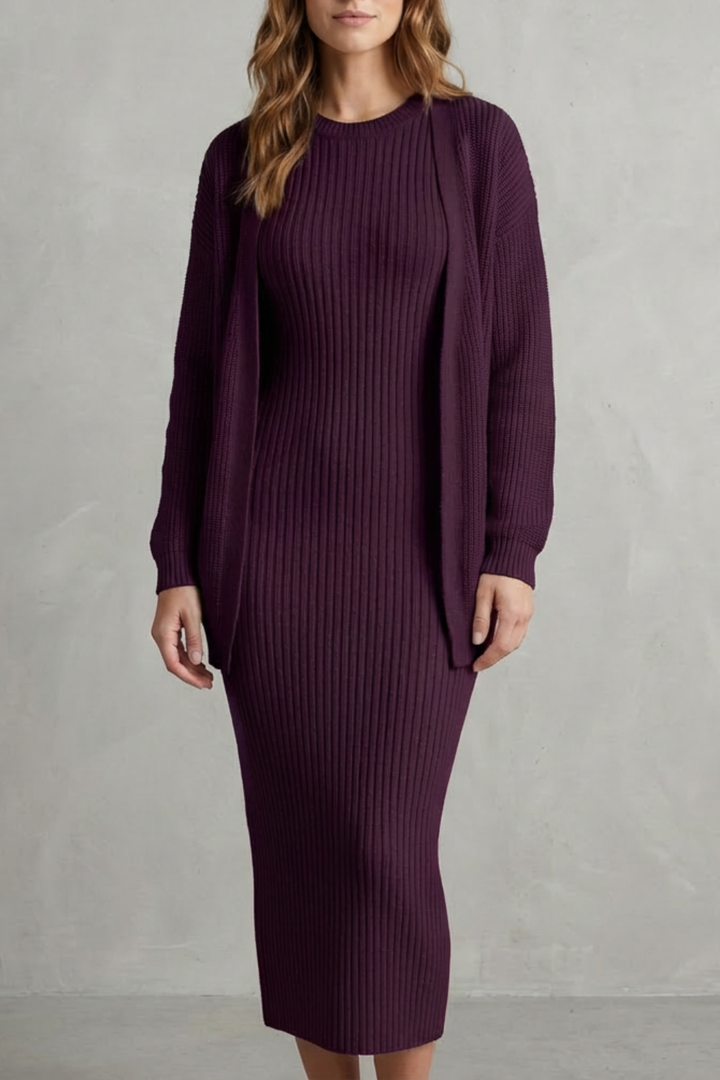 Annika ribbed knit midi dress and cardigan set – image 23