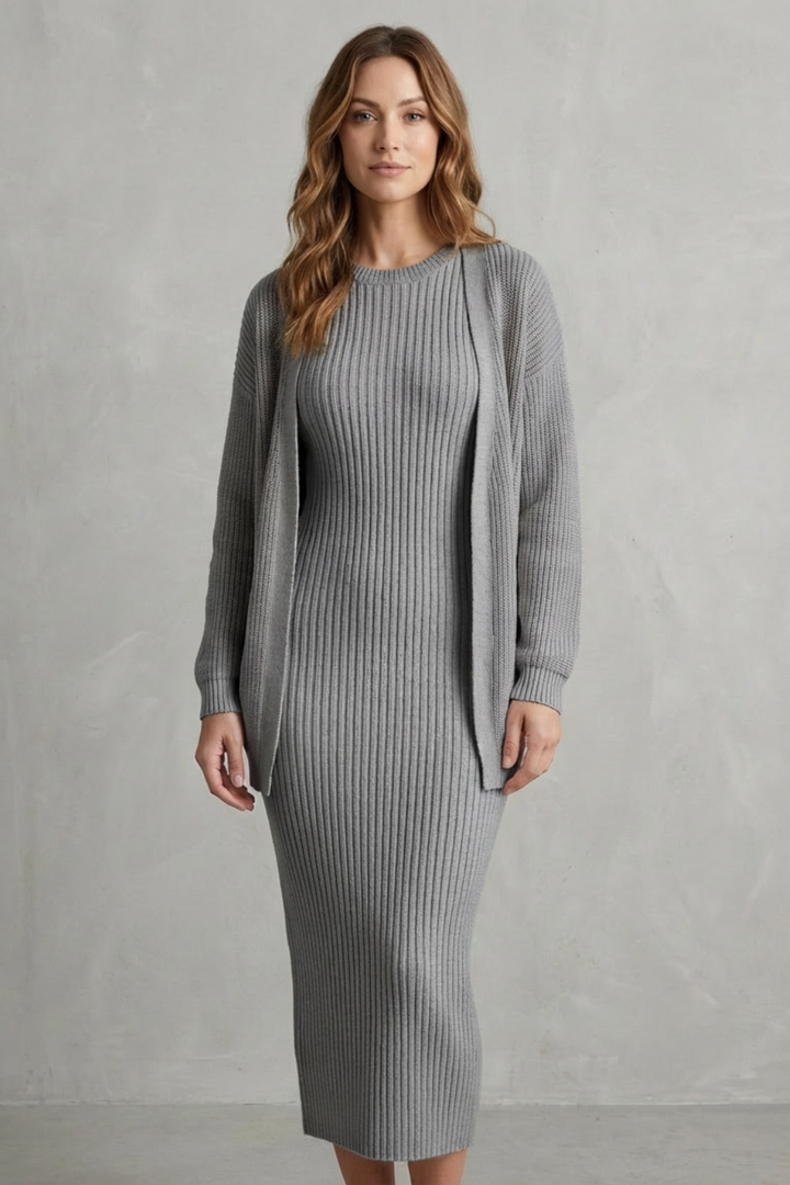 Annika ribbed knit midi dress and cardigan set – image 26