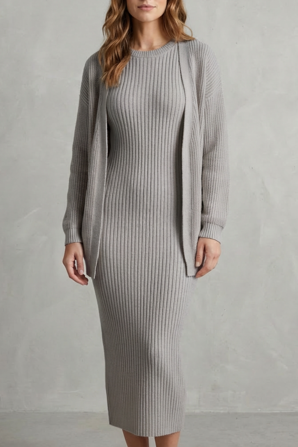 Annika ribbed knit midi dress and cardigan set – image 28