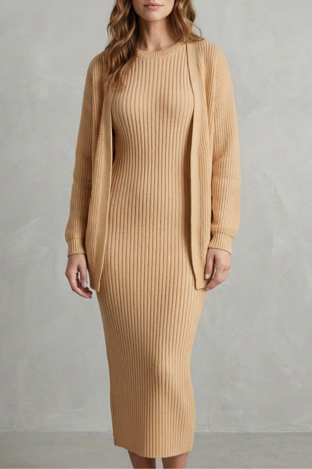 Annika ribbed knit midi dress and cardigan set – image 30