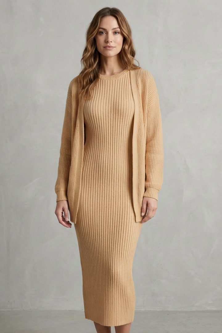 Annika ribbed knit midi dress and cardigan set – image 31