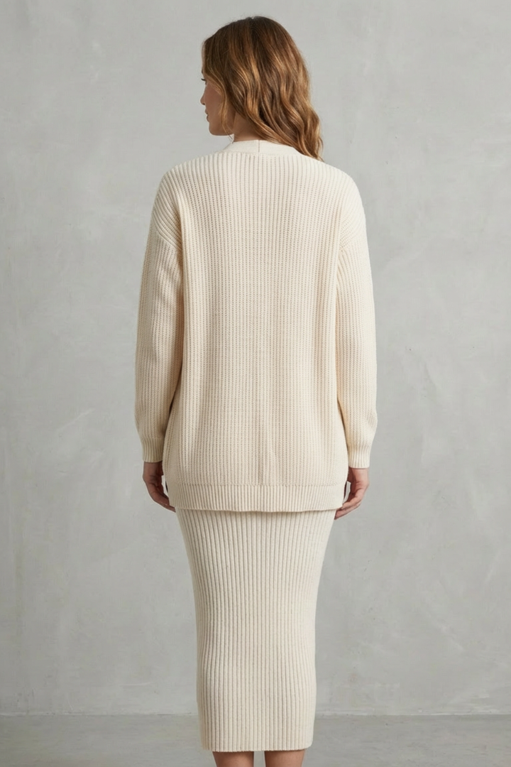 Annika ribbed knit midi dress and cardigan set – image 2