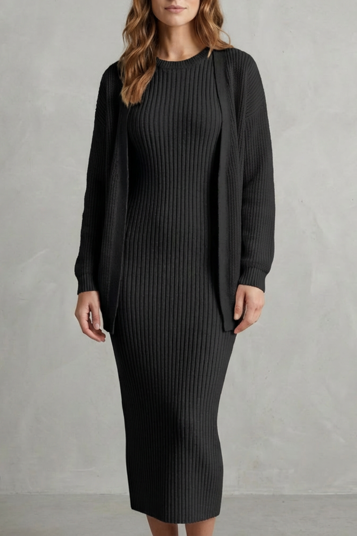 Annika ribbed knit midi dress and cardigan set – image 5