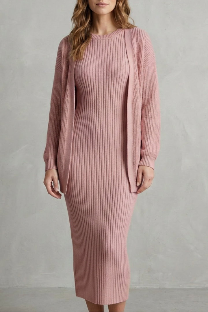 Annika ribbed knit midi dress and cardigan set – image 7