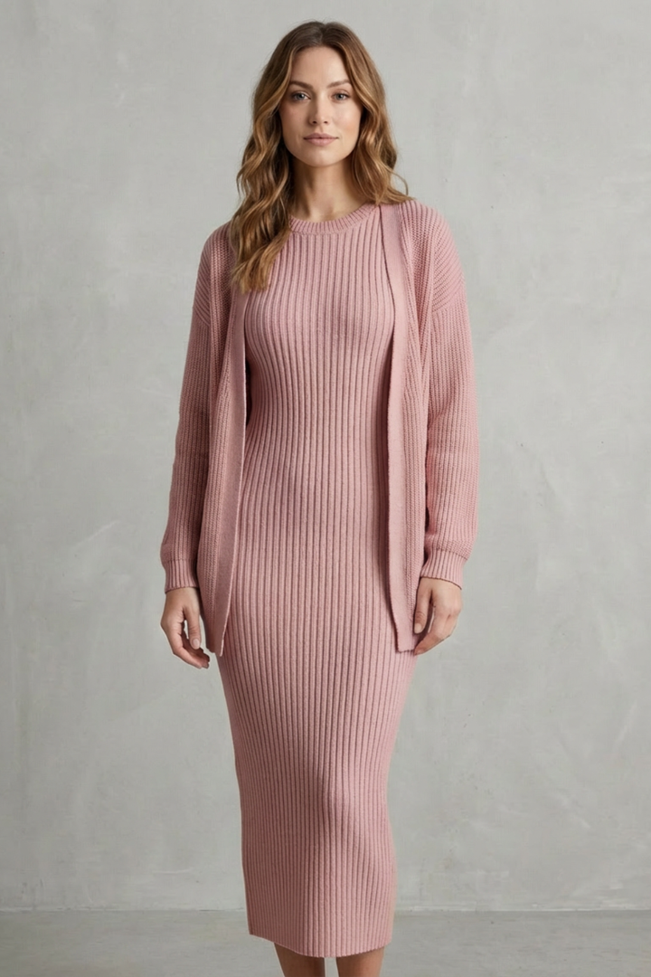 Annika ribbed knit midi dress and cardigan set – image 8