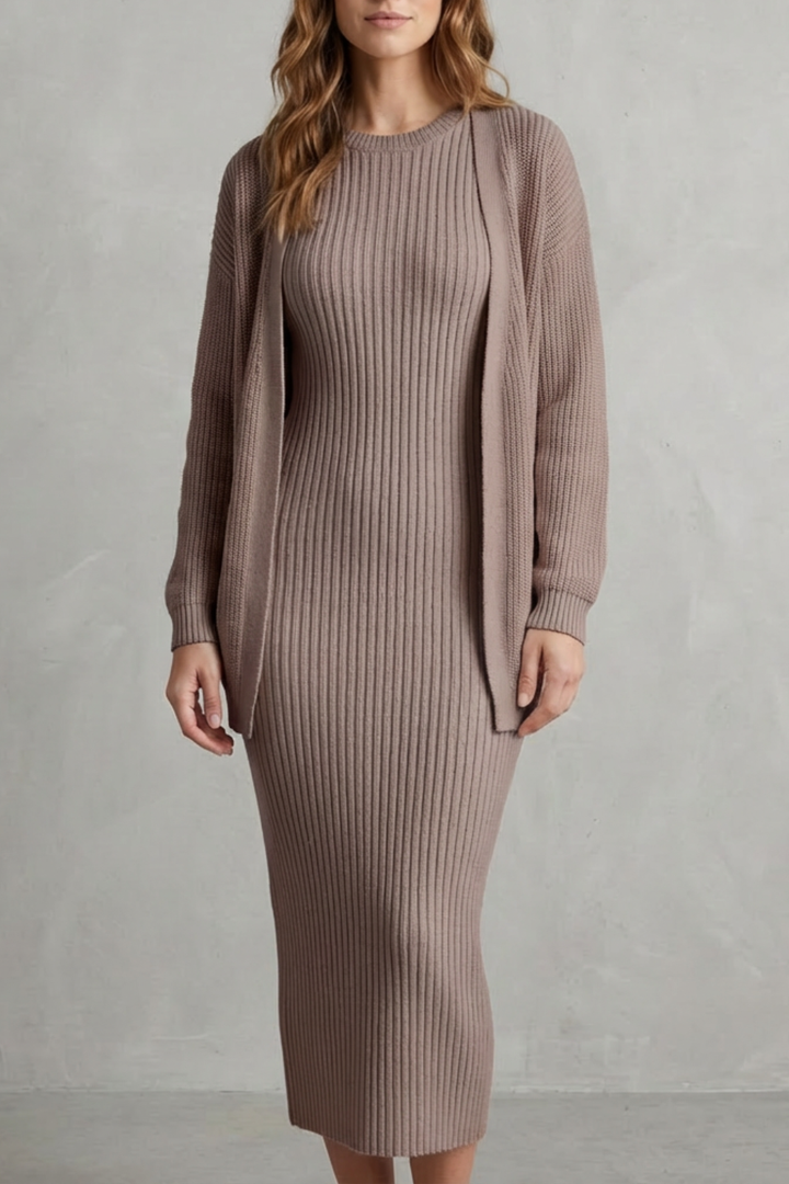 Annika ribbed knit midi dress and cardigan set – image 9