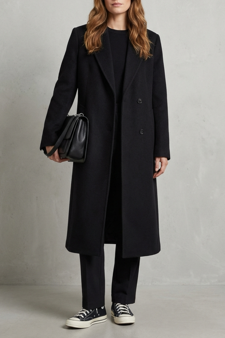 Brigitte herringbone long overcoat