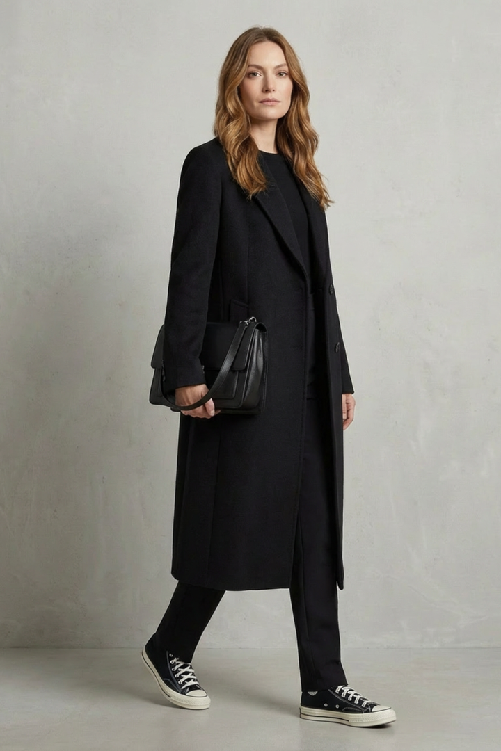 Brigitte herringbone long overcoat – image 3