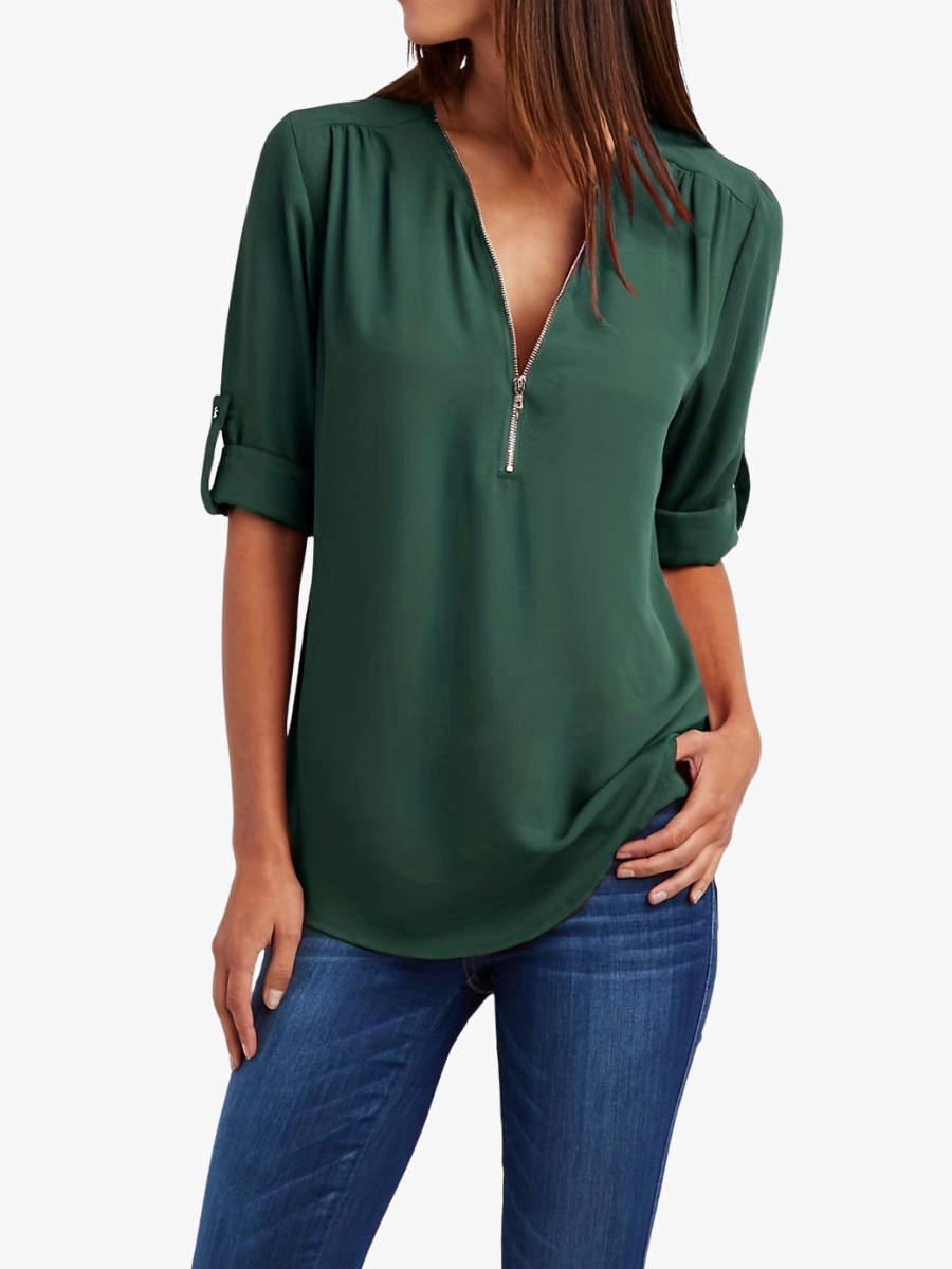Adele V neck zip blouse