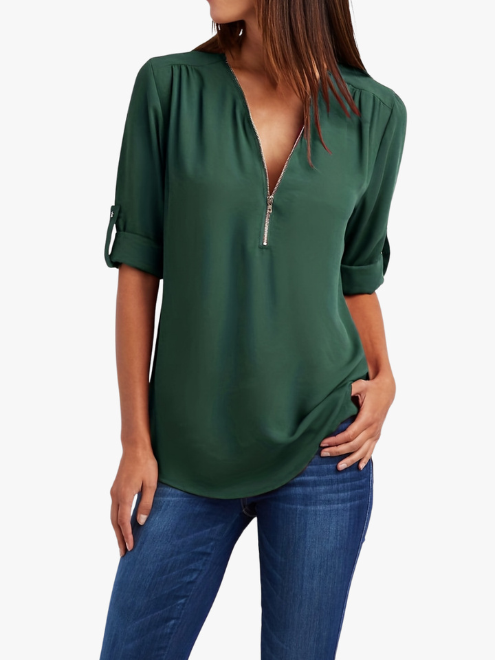 Adele V neck zip blouse