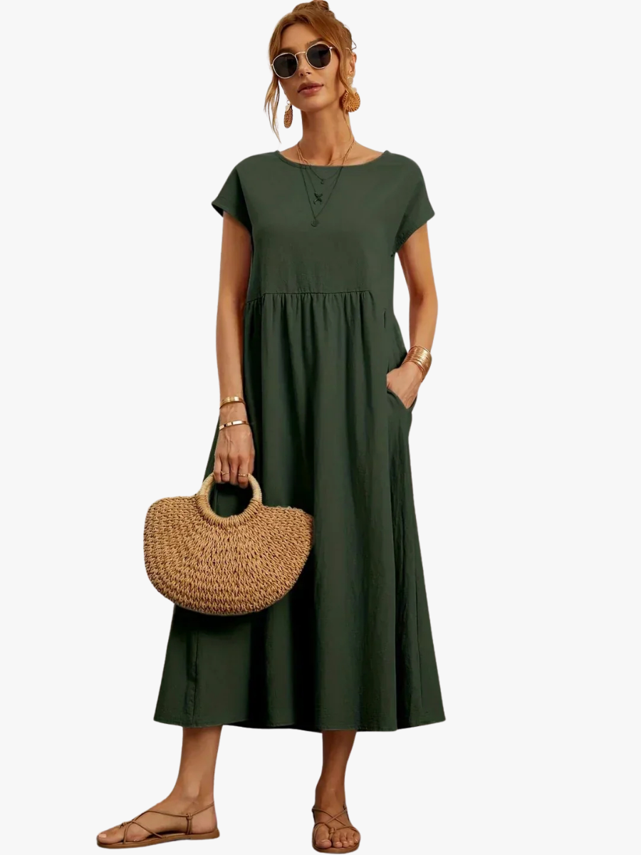 Delaney pleated midi dress