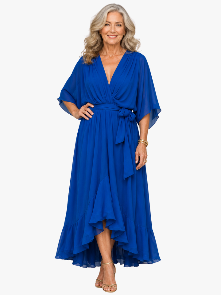 Serafina draped wrap maxi dress