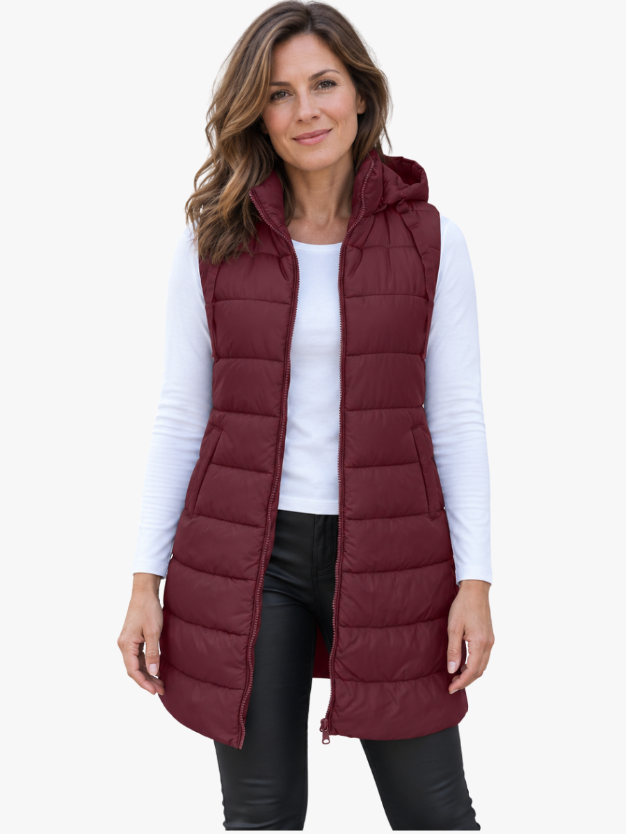 Dakota hooded quilted long vest