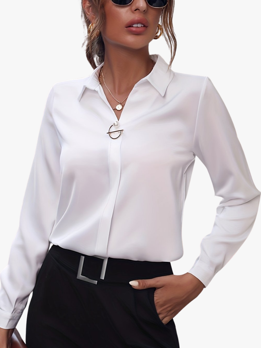 Cassidy pearl detail long sleeve blouse