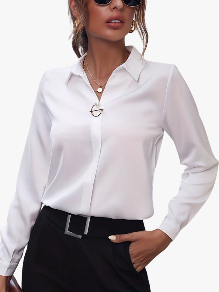 Cassidy pearl detail long sleeve blouse
