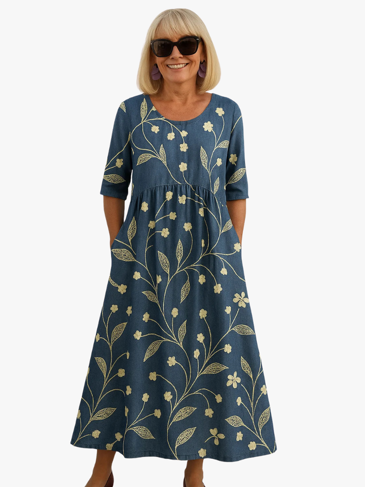 Calla botanical print midi dress