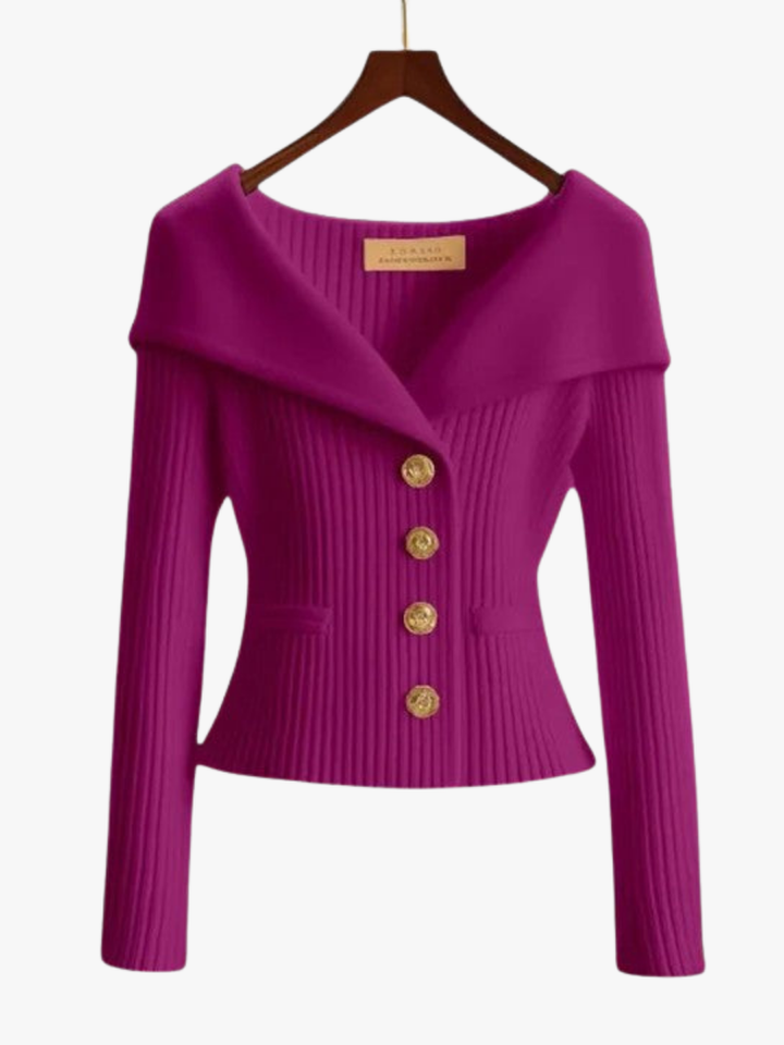 Chloe fitted wide collar cardigan