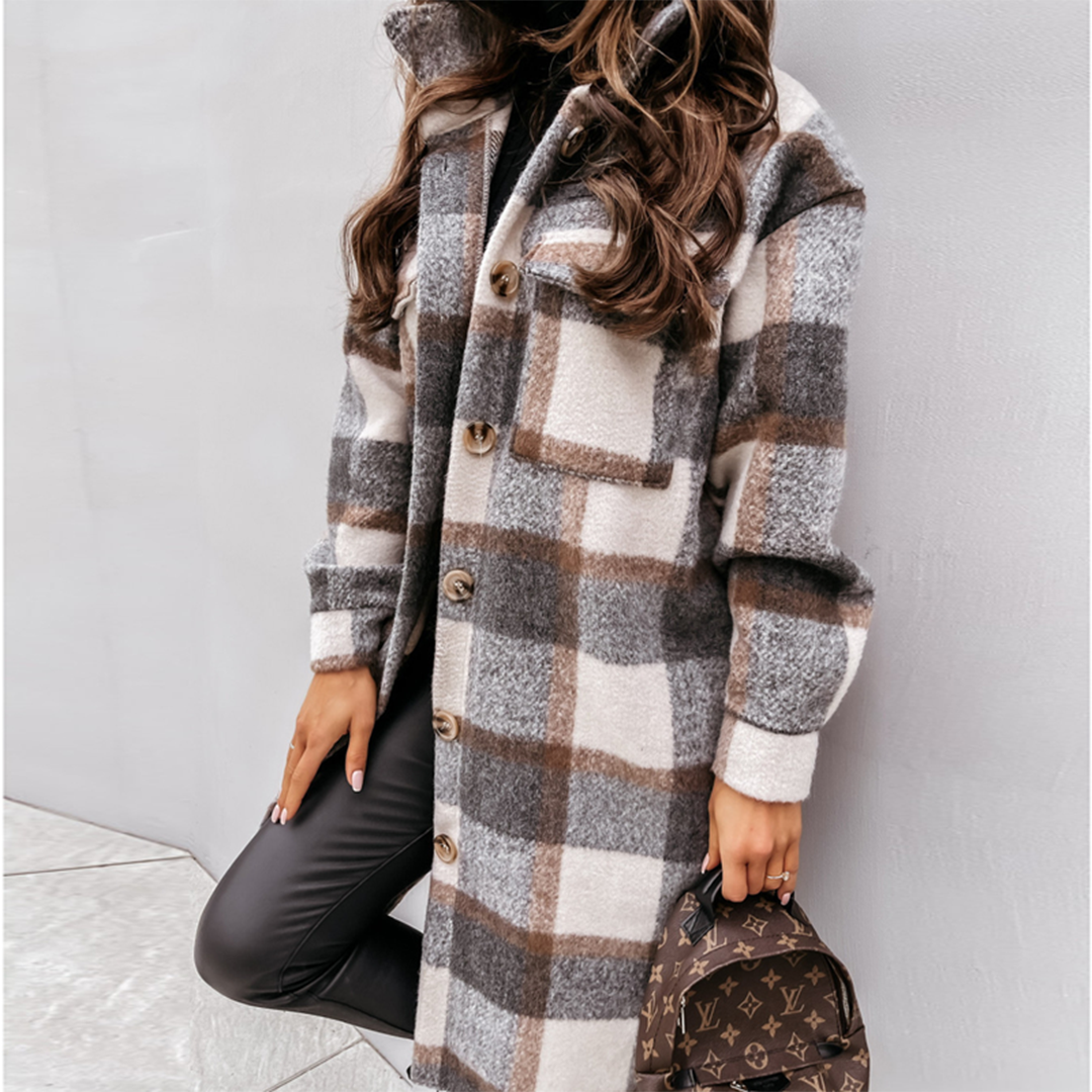 Kira long plaid coat – image 5